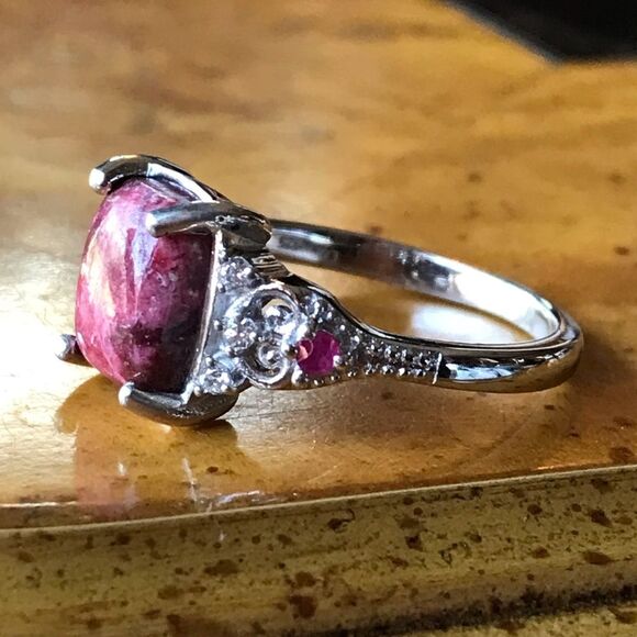 Norwegian Thulite Sterling Silver Ring Size 10 - Picture 8 of 9